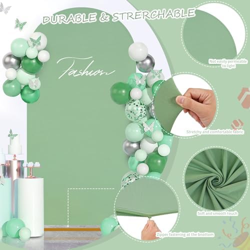 7.2FT Arch Backdrop Cover Sage Green Spandex Fitted Wedding Arch Backdrop in 4ftx7.2ft in Sage Green, alternate view 3