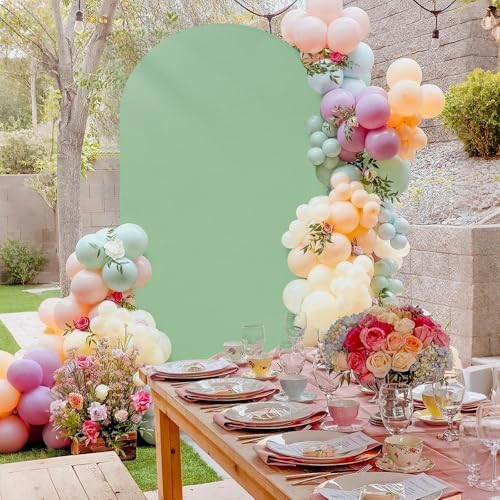 7.2FT Arch Backdrop Cover Sage Green Spandex Fitted Wedding Arch Backdrop in 4ftx7.2ft in Sage Green, alternate view 6