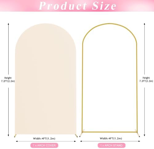 7.2FT Arch Backdrop Stand and Cover Set, Arch Stand with Beige Cover, alternate view 3