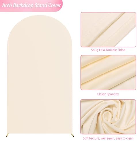 7.2FT Arch Backdrop Stand and Cover Set, Arch Stand with Beige Cover, alternate view 4