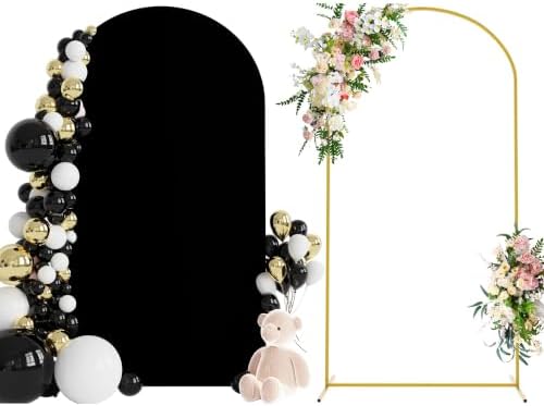 7.2FT Arch Backdrop Stand and Cover Set, Arch Stand with Black Cover