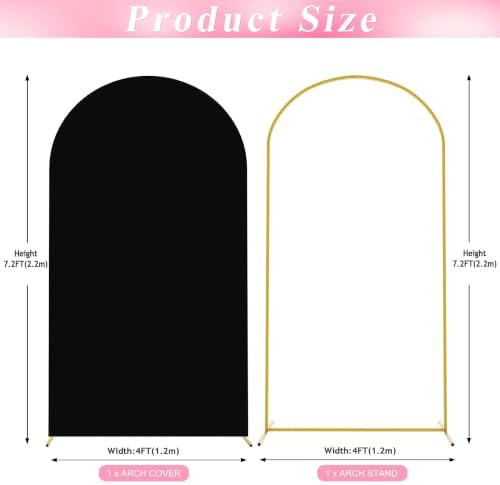 7.2FT Arch Backdrop Stand and Cover Set, Arch Stand with Black Cover, alternate view 3