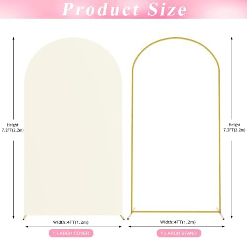 7.2FT Arch Backdrop Stand and Cover Set, Arch Stand with Ivory Cover, alternate view 3