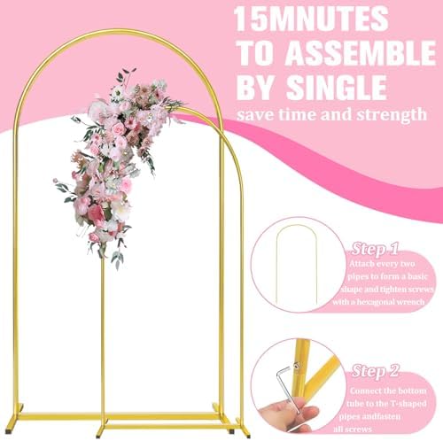 7.2FT Arch Backdrop Stand, Gold Metal Arch Stand Backdrop, alternate view 5