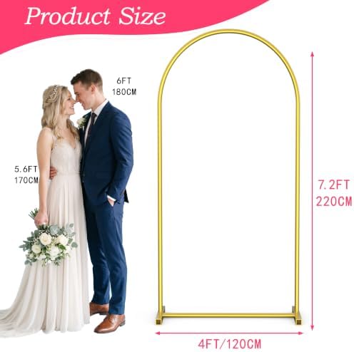 7.2FT Arch Backdrop Stand, Gold Metal Arch Stand for Wedding, alternate view 3