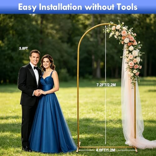 7.2FT Arch Backdrop Stand, Gold Wedding Arch Stands for Party, Wedding Backdrop, Birthday, Baby Shower, Bridal, alternate
