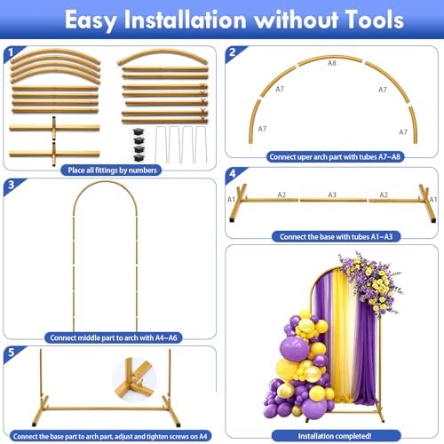 7.2FT Arch Backdrop Stand, Gold Wedding Arch Stands for Party, Wedding Backdrop, Birthday, Baby Shower, Bridal, alternate
