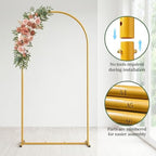 7.2FT Arch Backdrop Stand, Metal Gold Wedding Arch Frame, Balloon Arch Stand for Wedding, Birthday, Ceremony, alternate view