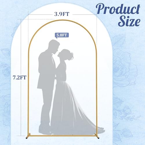 7.2FT Arch Backdrop Stand, Metal Gold Wedding Arch Frame, Balloon Arch Stand for Wedding, Birthday, Ceremony, alternate view