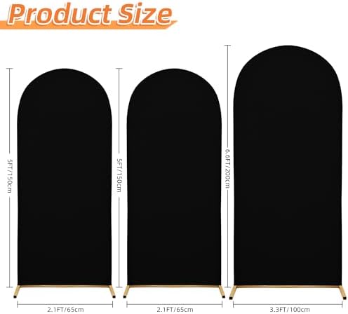 7.2FT Arch Covers, Black Arch Backdrop Cover, Cover Only in 7.2FT in Black, alternate view 2