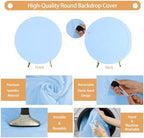 7.2FT Baby Blue Round Backdrop Cover with Size Adjuster & 4 Metal Clips, Universal Fit for 5ft-7.2ft Circle, alternate view 2