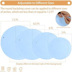 7.2FT Baby Blue Round Backdrop Cover with Size Adjuster & 4 Metal Clips, Universal Fit for 5ft-7.2ft Circle, alternate view 3