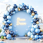 7.2FT Baby Blue Round Backdrop Cover with Size Adjuster & 4 Metal Clips, Universal Fit for 5ft-7.2ft Circle, alternate view 6