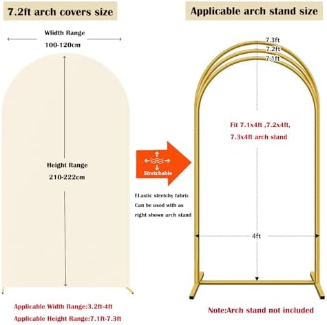 7.2FT Beige Arch Backdrop Cover (No Stand) in 7.2FT in Beige, alternate view 3