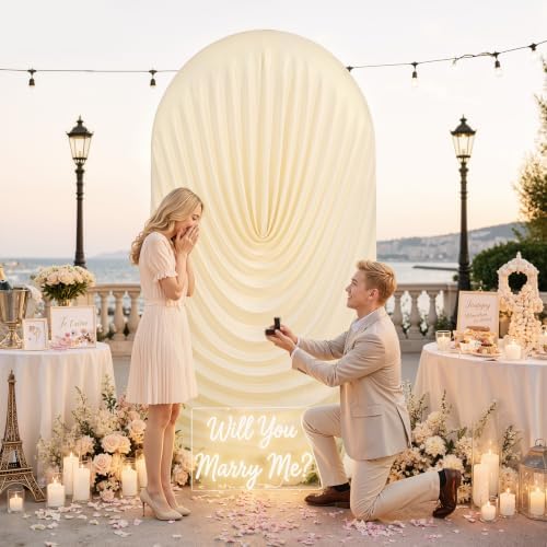 7.2FT Beige Draped Arch Cover, Ruched Ripple Arch Backdrop Cover for Wedding, Baby Shower, Birthday, Bridal, alternate view 3