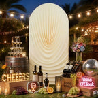 7.2FT Beige Draped Arch Cover, Ruched Ripple Arch Backdrop Cover for Wedding, Baby Shower, Birthday, Bridal, alternate view 4