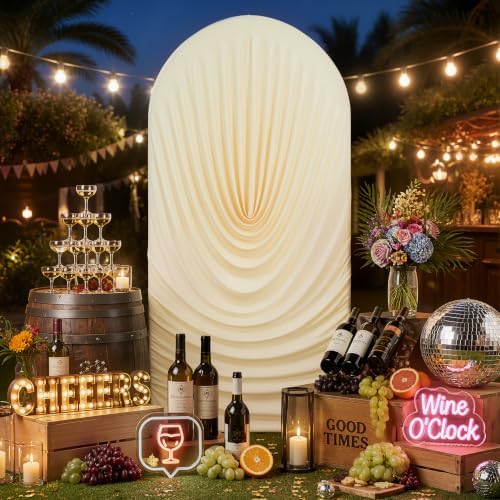 7.2FT Beige Draped Arch Cover, Ruched Ripple Arch Backdrop Cover for Wedding, Baby Shower, Birthday, Bridal, alternate view 4