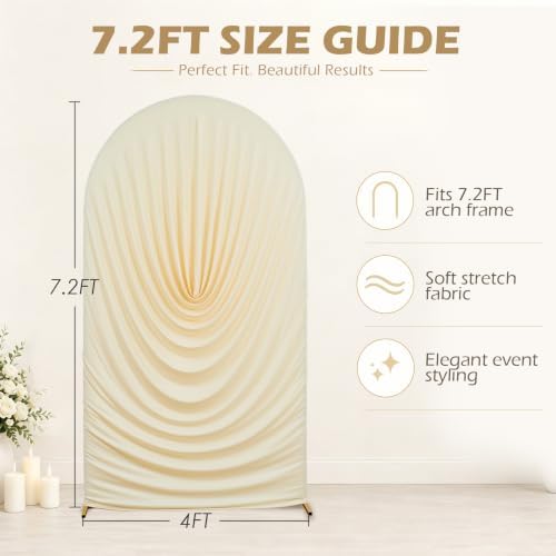 7.2FT Beige Draped Arch Cover, Ruched Ripple Arch Backdrop Cover for Wedding, Baby Shower, Birthday, Bridal, alternate view 5