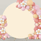 7.2FT Beige Round Backdrop Cover, Circle Arch Backgound Stand Cover