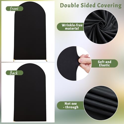 7.2FT Black Arch Backdrop Cover - Polyester Fitted Wedding Arch Stand Covers Round Top Chiara Arch Backdrop, alternate view 4