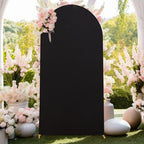 7.2FT Black Arch Backdrop Cover - Polyester Fitted Wedding Arch Stand Covers Round Top Chiara Arch Backdrop, alternate view 7