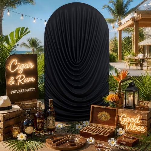 7.2FT Black Draped Arch Cover, Ruched Ripple Arch Backdrop Cover in 7.2FT in Black, alternate view 4