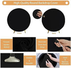 7.2FT Black Round Backdrop Cover with Size Adjuster & 4 Metal Clips, Universal Fit for 5ft-7.2ft Circle Stand, alternate view