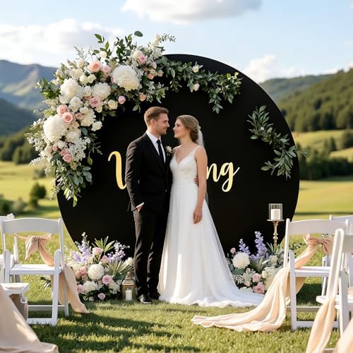 7.2FT Black Round Backdrop Cover with Size Adjuster & 4 Metal Clips, Universal Fit for 5ft-7.2ft Circle Stand, alternate view