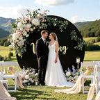 7.2FT Black Round Backdrop Cover with Size Adjuster & 4 Metal Clips, Universal Fit for 5ft-7.2ft Circle Stand, alternate view