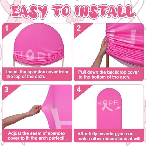 7.2ft Breast Cancer Awareness Decoration Pink Arch Backdrop Cover in 7.2 ft in Breast Cancer, alternate view 3