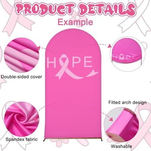 7.2ft Breast Cancer Awareness Decoration Pink Arch Backdrop Cover in 7.2 ft in Breast Cancer, alternate view 4