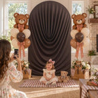 7.2FT Brown Arch Backdrop Cover Spandex Fitted Chiara Round Top Event Decor in 7.2FT in Brown