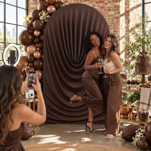 7.2FT Brown Arch Backdrop Cover Spandex Fitted Chiara Round Top Event Decor in 7.2FT in Brown, alternate view 2
