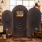 7.2FT Brown Arch Backdrop Cover Spandex Fitted Chiara Round Top Event Decor in 7.2FT in Brown, alternate view 3