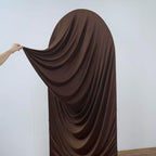 7.2FT Brown Arch Backdrop Cover Spandex Fitted Chiara Round Top Event Decor in 7.2FT in Brown, alternate view 4