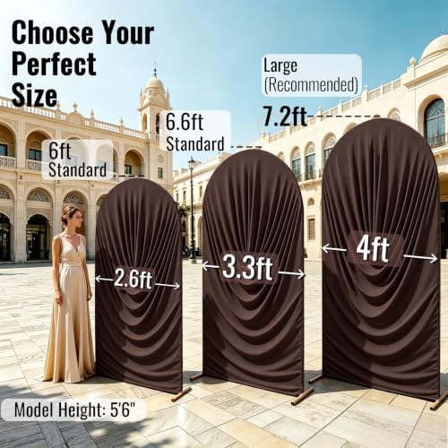 7.2FT Brown Arch Backdrop Cover Spandex Fitted Chiara Round Top Event Decor in 7.2FT in Brown, alternate view 6