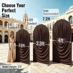7.2FT Brown Arch Backdrop Cover Spandex Fitted Chiara Round Top Event Decor in 7.2FT in Brown, alternate view 6