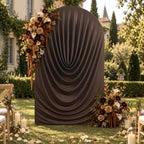 7.2FT Brown Draped Arch Cover, Ruched Ripple Arch Backdrop Cover in 7.2FT in Brown