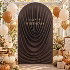 7.2FT Brown Draped Arch Cover, Ruched Ripple Arch Backdrop Cover in 7.2FT in Brown, alternate view 2
