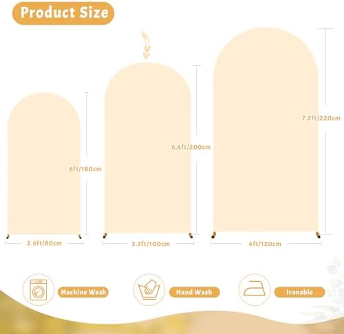7.2FT Champagne Arch Backdrop Cover - Polyester Fitted Wedding Arch Stand Covers Round Top Chiara Arch Backdrop, alternate