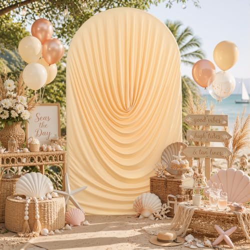 7.2FT Champagne Arch Backdrop Cover Spandex Fitted Round Top Event Decor