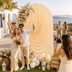 7.2FT Champagne Arch Backdrop Cover Spandex Fitted Round Top Event Decor, alternate view 2