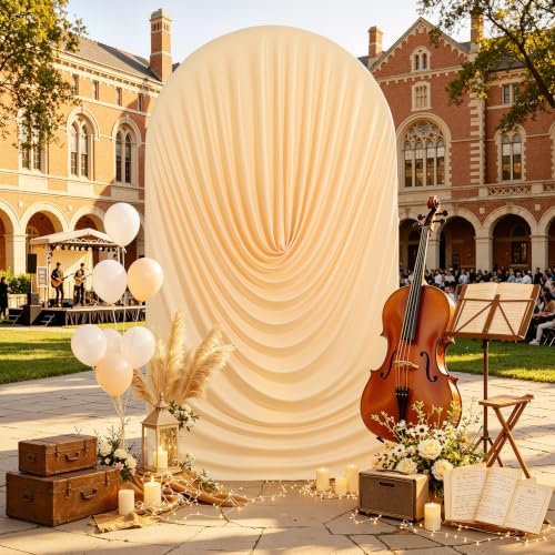 7.2FT Champagne Arch Backdrop Cover Spandex Fitted Round Top Event Decor, alternate view 3