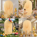 7.2FT Champagne Arch Backdrop Cover Spandex Fitted Round Top Event Decor, alternate view 5