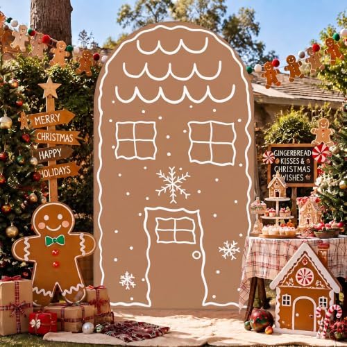 7.2ft Christmas Party Decor Gingerbread House Backdrop Arch Cover in 7.2 ft in Gingerbread House, alternate view 2