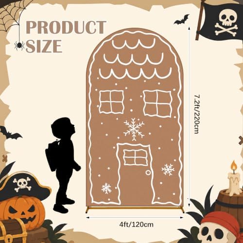 7.2ft Christmas Party Decor Gingerbread House Backdrop Arch Cover in 7.2 ft in Gingerbread House, alternate view 3