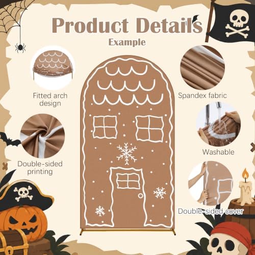 7.2ft Christmas Party Decor Gingerbread House Backdrop Arch Cover in 7.2 ft in Gingerbread House, alternate view 4