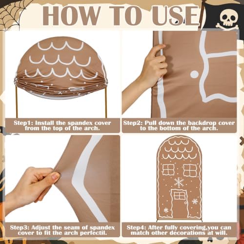 7.2ft Christmas Party Decor Gingerbread House Backdrop Arch Cover in 7.2 ft in Gingerbread House, alternate view 5