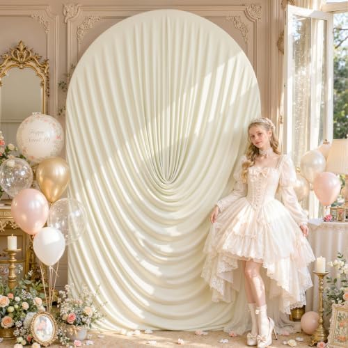 7.2ft Draped Arch Covers Beige Wedding Arch Backdrop Cover Arch Covers Stretchy Backdrop Beige Photo Booth, alternate view 2
