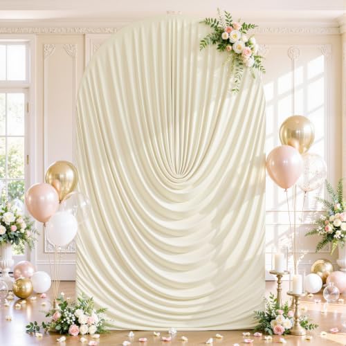 7.2ft Draped Arch Covers Beige Wedding Arch Backdrop Cover Arch Covers Stretchy Backdrop Beige Photo Booth, alternate view 4